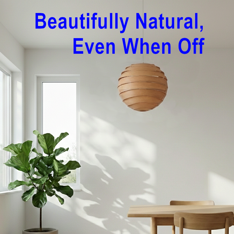 Jupiter - Origami-inspired spherical Hinoki pendant light | Jupiter（木星）｜折り紙発想・球体ヒノキシェードのペンダントライト