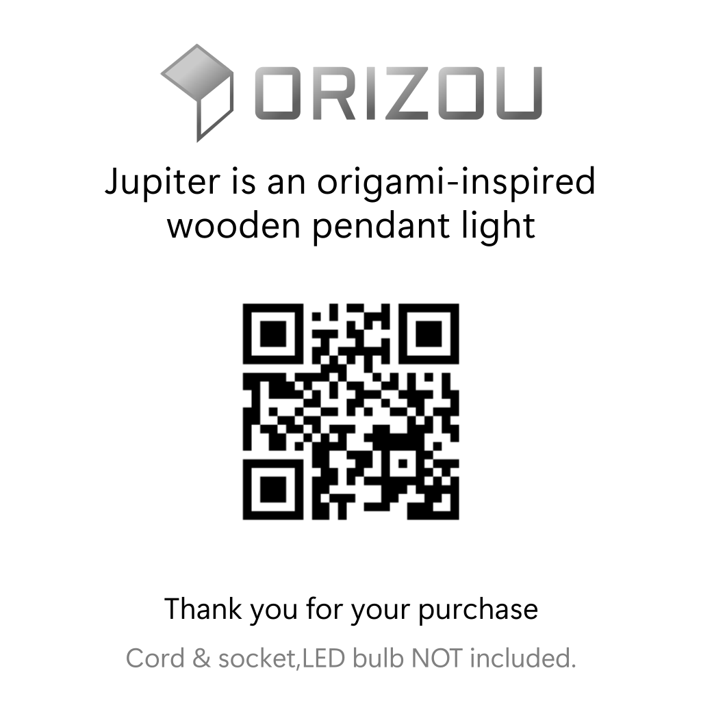 Jupiter - Origami-inspired spherical Hinoki pendant light | Jupiter（木星）｜折り紙発想・球体ヒノキシェードのペンダントライト